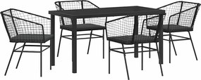vidaXL Σέτ φαγητού για κήπο 5 pcs Μαύρο συνθετικό ρατάν