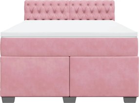 vidaXL Κρεβάτι Boxspring με Στρώμα Ροζ 140x190 εκ. Βελούδινο