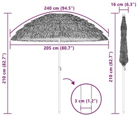 vidaXL Παράσολα Παραλίας Καφέ Ø 206 x 209.5 εκ Ατσάλι
