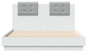 vidaXL Πλαίσιο Κρεβατιού με Κεφαλάρι & Φώτα LED Λευκό 120x190 εκ.