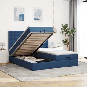 VidaXL Οθωμανικό κρεβάτι με στρώματα μπλε 160x200cm ύφασμα