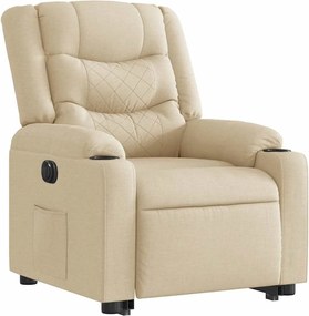 vidaXL Πολυθρόνα Ηλεκ. Ανακλινόμενη με Ανύψωση Κρεμ Υφασμάτινη