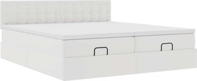 vidaXL Οθωμανικό κρεβάτι με στρώματα Λευκό 200x200cm Faux Leather