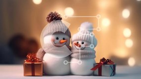 Intra Συλλεκτικό Ξύλινο Παζλ Plywood 4mm - Ειδώλια χιονάνθρωπου με δώρα και χριστουγεννιάτικα φώτα Σε Ξύλινο Κουτί - Διαστάσεις: 10x10 cm – 25 κομμάτια