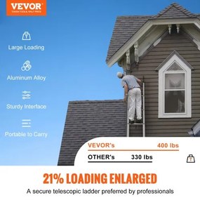 VEVOR Telescoping Ladder Aluminum Extension Step 18.5 ft Multi-purpose Portable