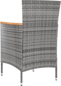 vidaXL Σετ Τραπεζαρίας Εξ. Χώρου 5 τεμ. Γκρι Συνθ. Ρατάν με Μαξιλάρια