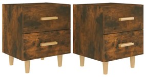 vidaXL Κομοδίνα 2 τεμ. Καπνιστή Δρυς 40 x 35 x 47,5 εκ.