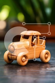 Intra Συλλεκτικό Ξύλινο Παζλ Plywood  4mm - Vintage Ξύλινο αυτοκίνητο παιχνιδιών σε ξύλινο τραπέζι Σε Ξύλινο Κουτί - Διαστάσεις: 10x10 cm – 25 κομμάτια