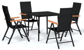 vidaXL Σετ Τραπεζαρίας Κήπου 5 Τεμαχίων Μαύρο