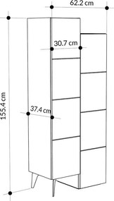 Ντουλάπι-στήλη Romane φυσικό 62.2x37.4x155.4εκ 62.5x37.4x155.4 εκ.