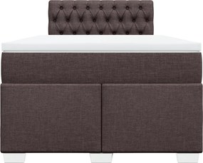 vidaXL Κρεβάτι Boxspring με Στρώμα Σκούρο Καφέ 120x190 εκ Υφασμάτινο