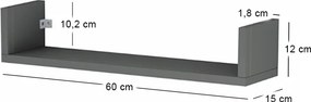 Ραφιέρα τοίχου Dark Megapap 3 τεμαχίων χρώμα ανθρακί 60x15x12εκ.