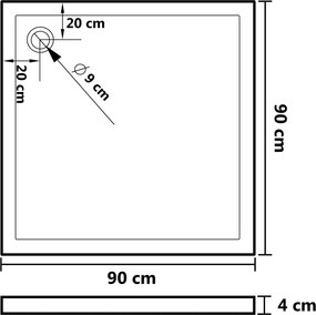 vidaXL Λεκάνες ντους 90 x 90 x 4 cm ABS