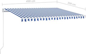 vidaXL Τέντα Συρόμενη Χειροκίνητη Μπλε / Λευκό 450 x 350 εκ.