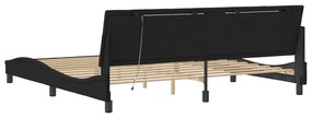 Πλαίσιο Κρεβατιού με LED Μαύρο 200 x 200 εκ. Βελούδινο - Μαύρο