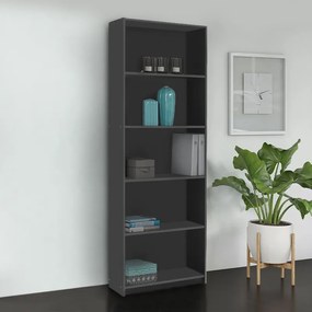 Βιβλιοθήκη Max Megapap χρώμα ανθρακί 58x23x170εκ.