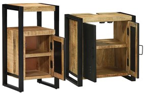 vidaXL Σετ Επίπλων Μπάνιου 2 pcs Καφέ και Μαύρο Στερεό ξύλο μάνγκο