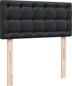 vidaXL Κρεβάτι Boxspring με Στρώμα Μαύρο 90x200εκ. από Συνθετικό Δέρμα