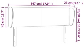 Κεφαλάρι με Πτερύγια Ανοιχτό Γκρι 147x23x78/88 εκ. Βελούδινο 3116912