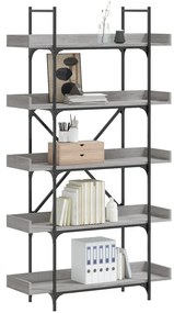 vidaXL Βιβλιοθήκη 5 Επιπέδων Γκρι Sonoma 100x33x180,5εκ. Επεξεργ. Ξύλο