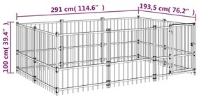 vidaXL Κλουβί Σκύλου Εξωτερικού Χώρου 5,63 μ² από Ατσάλι