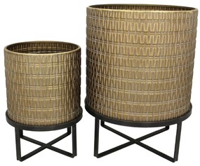 Κασπώ ArteLibre Μπρονζέ Μέταλλο 32.5x32.5x41cm Σετ 2Τμχ-05152604