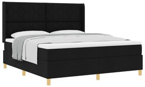 vidaXL Μαύρο Υφασμάτινο Κρεβάτι με Στρώμα 180 x 200 εκ.