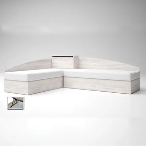 Γωνιακά Κρεβάτια Rama Oak Blanco 222x278x51cm + 2 στρώματα 82x190x22cm - GRA410