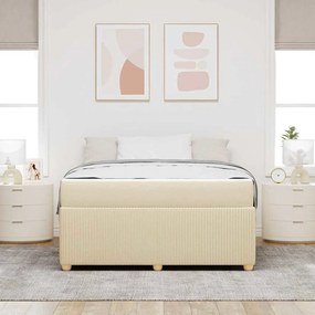 vidaXL Σκελετός Κρεβατιού με στρώμα Κρεμ 140 x 200 cm ύφασμα