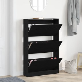 vidaXL ντουλάπα παπουτσιών  Μαύρο Δρυς 80x21x125,5 εκ Επεξεργασμένο ξύλο