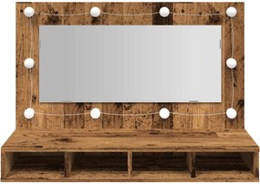 vidaXL Ντουλάπι καθρέφτη με LED Παλιό ξύλο 90x31,5x62 cm