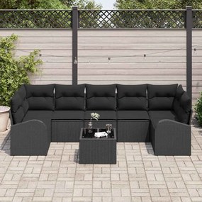 vidaXL Σετ Καναπέ Κήπου 8 pcs Μαύρο 55 x 55 x 37 εκ συνθετικό ρατάν