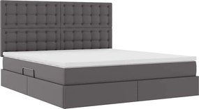 vidaXL Κρεβάτι Αποθήκης με στρώμα Γκρι 160 x 200 cm Τεχνητό Δέρμα