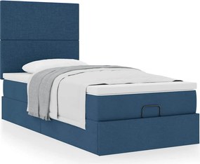 vidaXL Οθωμανικό κρεβάτι με στρώμα μπλε 100x200cm ύφασμα