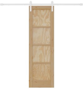 vidaXL Συρόμενη Πόρτα με Σετ Αξεσουάρ 61x198.5 εκ. Στερεό Ξύλο Πεύκου