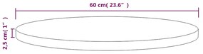 vidaXL Επιφάνεια Τραπεζιού Λευκή Ø60x2,5 εκ. από Μασίφ Ξύλο Πεύκου