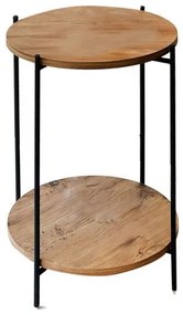 Βοηθητικό Τραπέζι Tsouki Pakoworld Oak-Μαύρο Φ40X60 εκ 197-000235 Pakoworld 197-000235 Καφέ
