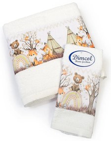 Πετσέτες Βρεφικές Forest Animals 335 (Σετ 2τμχ) White DimCol Σετ Πετσέτες 70x140cm 100% Βαμβάκι
