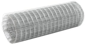 vidaXL Συρματόπλεγμα Κοτετσόσυρμα Ασημί 25 x 0,5 μ. Γαλβαν. Ατσάλι