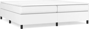 vidaXL Κρεβάτι Boxspring με Στρώμα Λευκό 200x200 εκ. Συνθετικό Δέρμα