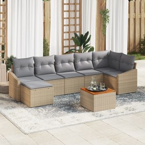 vidaXL Σετ Καναπέ Κήπου 8 pcs Beige, ανοιχτό γκρι 55 x 55 x 37 εκ