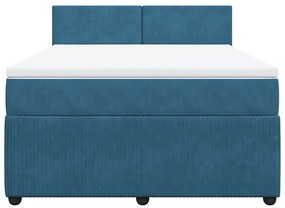 vidaXL Κρεβάτι Boxspring με Στρώμα Μπλε 140x200 εκ. Βελούδινο