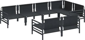 vidaXL Σετ Καναπέ Κήπου με μαξιλάρι 7 pcs Μαύρο Ατσάλι