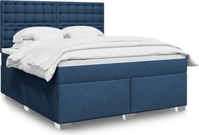 vidaXL Κρεβάτι Boxspring με Στρώμα Μπλε 180x200 εκ. Υφασμάτινο