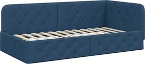 vidaXL Κρεβάτι Γωνίας Μπλε 90 x 190 cm ύφασμα