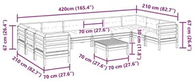 Καναπές Κήπου Σετ 11 τεμ Εμποτισμένο Ξύλο Πεύκου με Μαξιλάρια - Καφέ