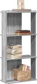 vidaXL Βιβλιοθήκη 3 Επιπέδων Γκρι Sonoma 60x30x120 εκ. Επεξεργ. Ξύλο