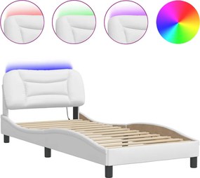 vidaXL Πλαίσιο κρεβατιού με LED χωρίς στρώμα Hvar Λευκό 90 x 200 εκ.