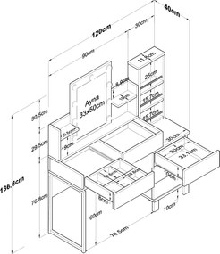 Τουαλέτα Μακιγιάζ Λευκό BUNO 120x40x136.8