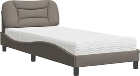 vidaXL Κρεβάτι με Στρώμα Hvar Taupe 90x190 εκ.Υφασμάτινο